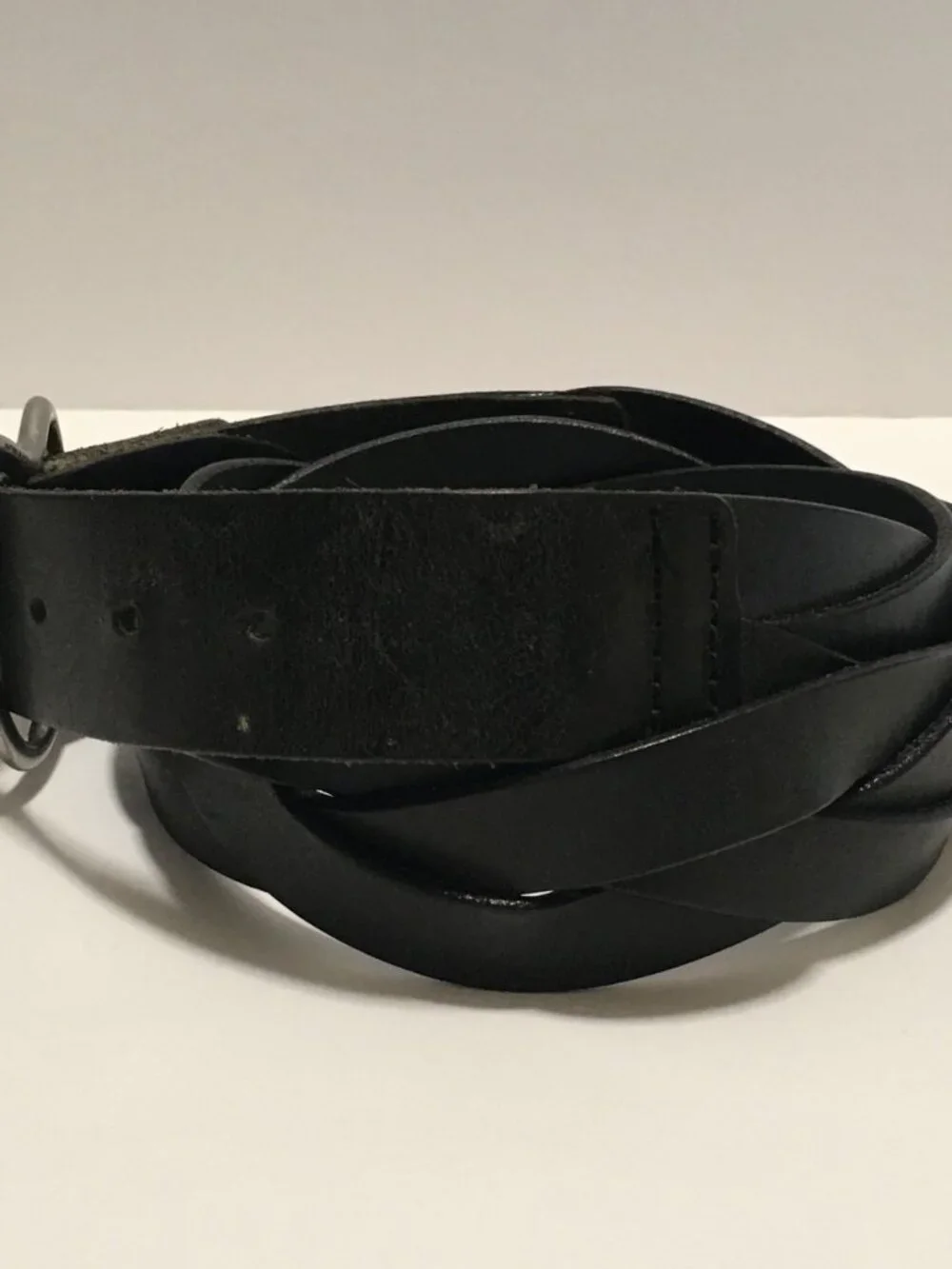 Vintage Gap Jeans 1969 Genuine Leather Belt Black USA Made Brass Buckle Size M